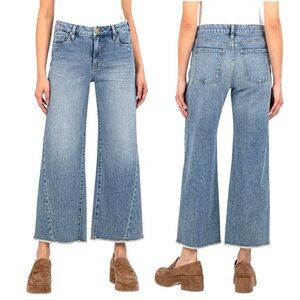 KUT FROM THE KLOTH Jeans Meg Fab Ab Wide Leg High-Rise Cropped Blue Size 14